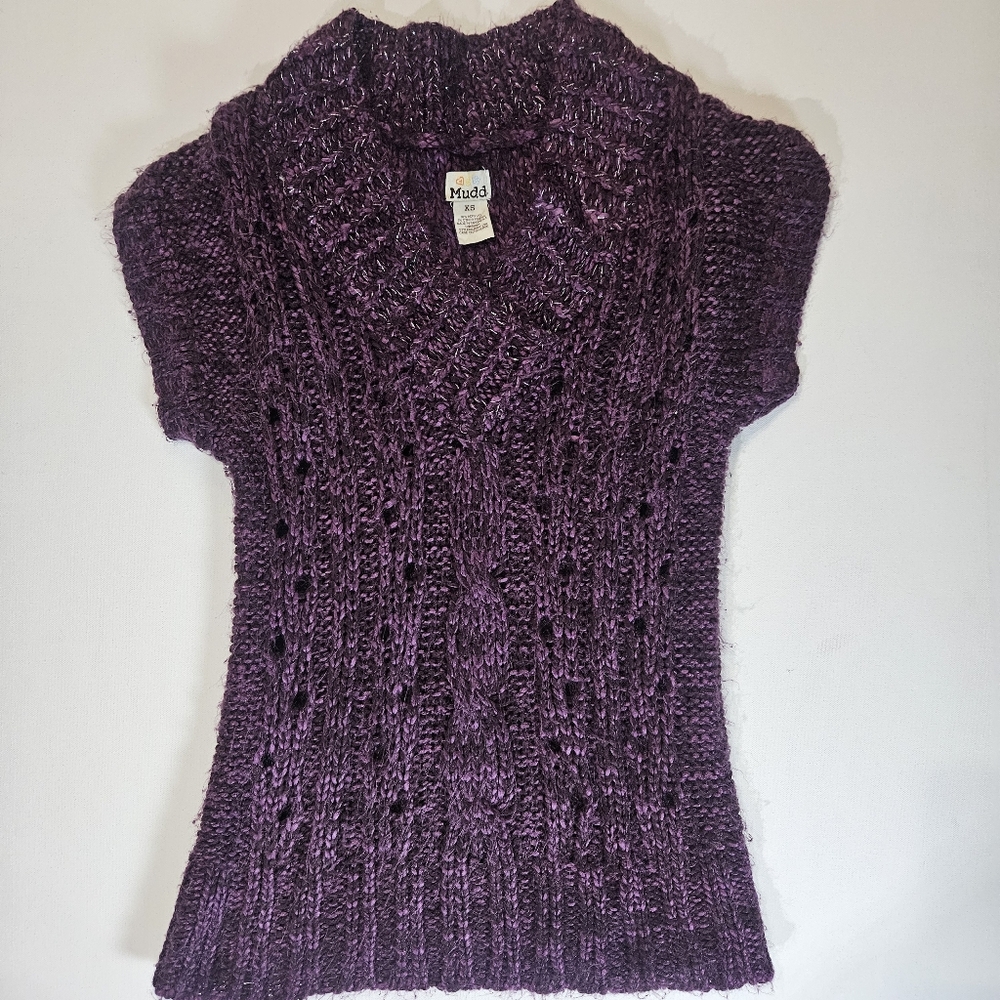Vintage Y2K Mudd Sweater Womens XS‎ Purple Sleeveless Chunky Knit Comfy Retro